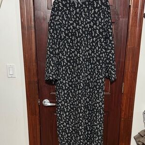 Elegant Black and White Floral Dress